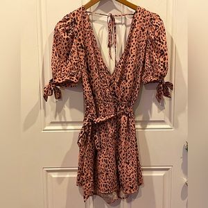 Women’s vintage romper, size small - pink cheetah print, brand: A. Peach